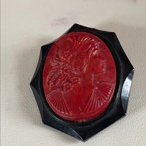 Vintage Red Cameo Brooch